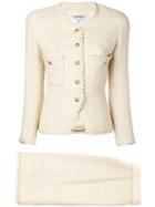 Chanel Pre-owned 1990's Bouclé Suit - White