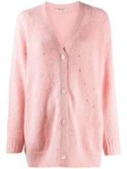 Miu Miu Rhinestone Embellished Cardigan - Pink