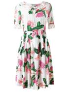 Isolda Floral Print Dress, Women's, Size: 36, White, Silk