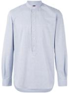 Mp Massimo Piombo - Band Collar Shirt - Men - Cotton/polyester - 42, Blue, Cotton/polyester