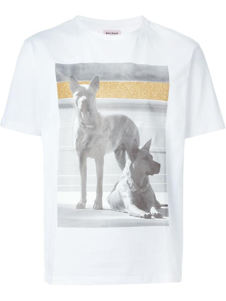 Palm Angels Dog Photo Print T-shirt, Men's, Size: Xl, White, Cotton