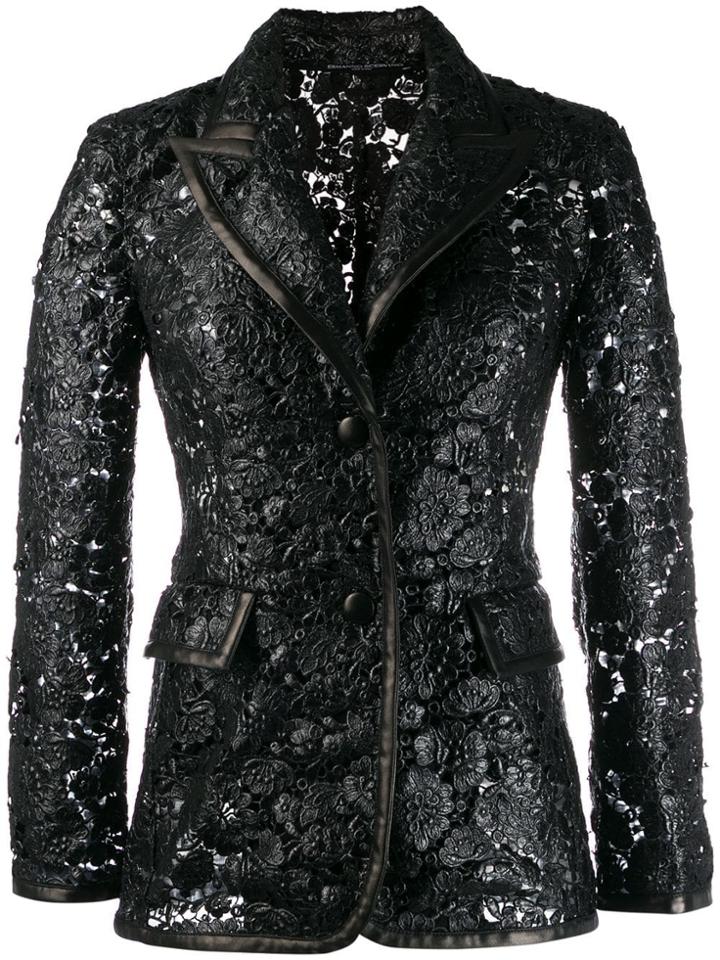 Ermanno Scervino Embroidered Floral Blazer Jacket - Black