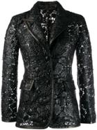 Ermanno Scervino Embroidered Floral Blazer Jacket - Black