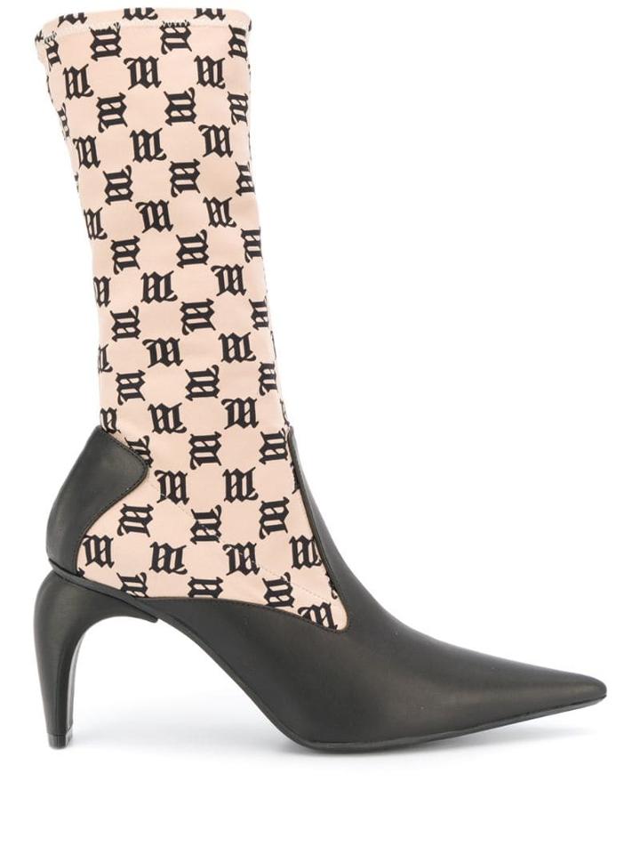 Misbhv Curved-heel Monogram Boots - Neutrals