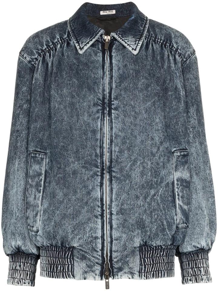 Miu Miu Fitted Denim Bomber Jacket - Unavailable