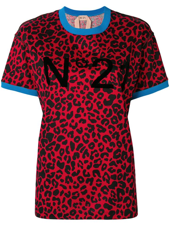 No21 Leopard Print T-shirt - Red