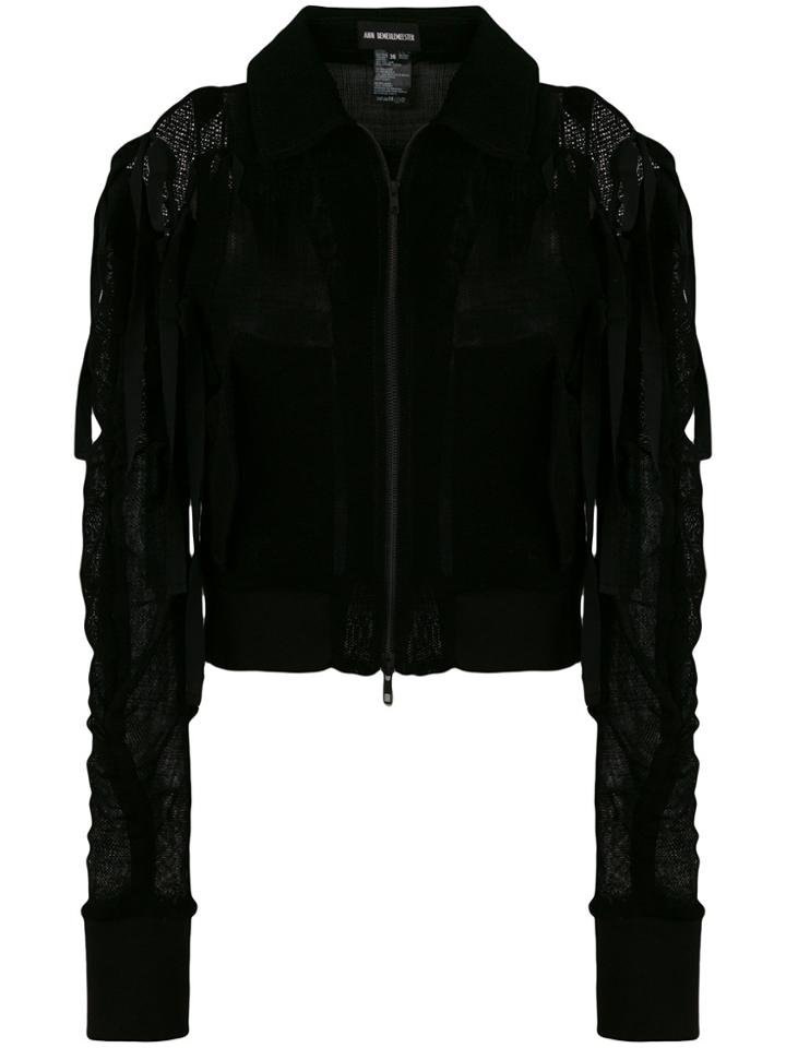 Ann Demeulemeester Exposed Shoulder Zip Jacket - Black