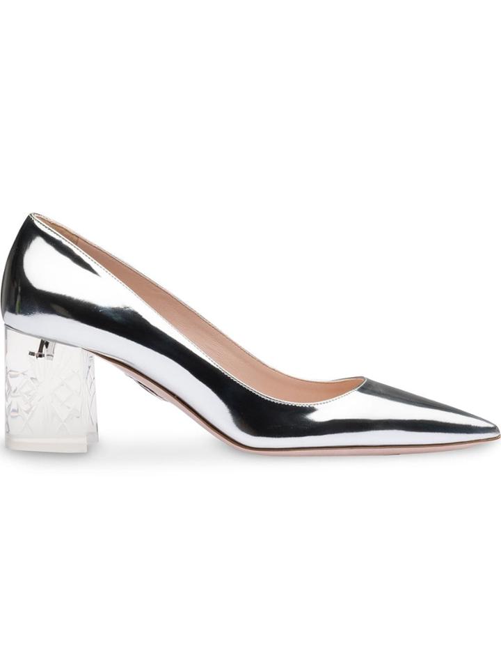 Miu Miu Plexiglass-heel Metallic Pumps - Silver
