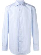 Canali Striped Shirt, Men's, Size: 45, Blue, Cotton