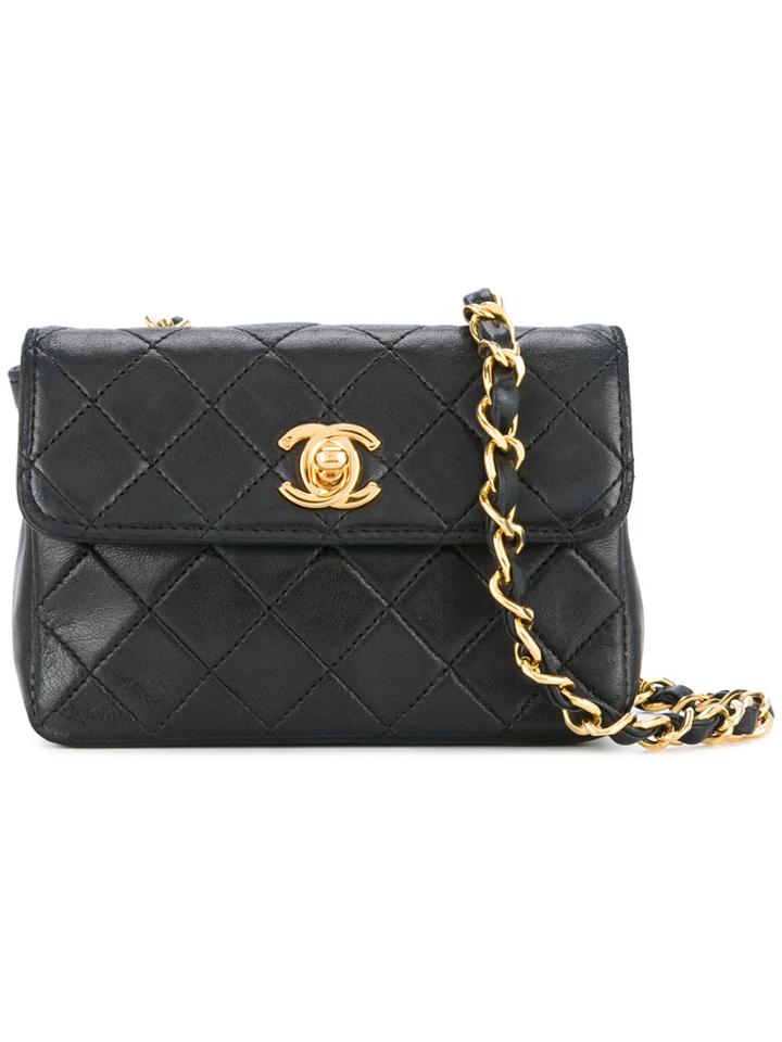 Chanel Vintage Mini Quilted Shoulder Bag - Black