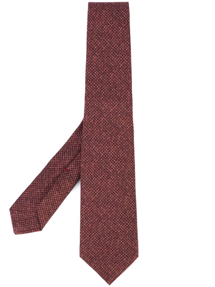 Kiton Knit Print Tie - Red