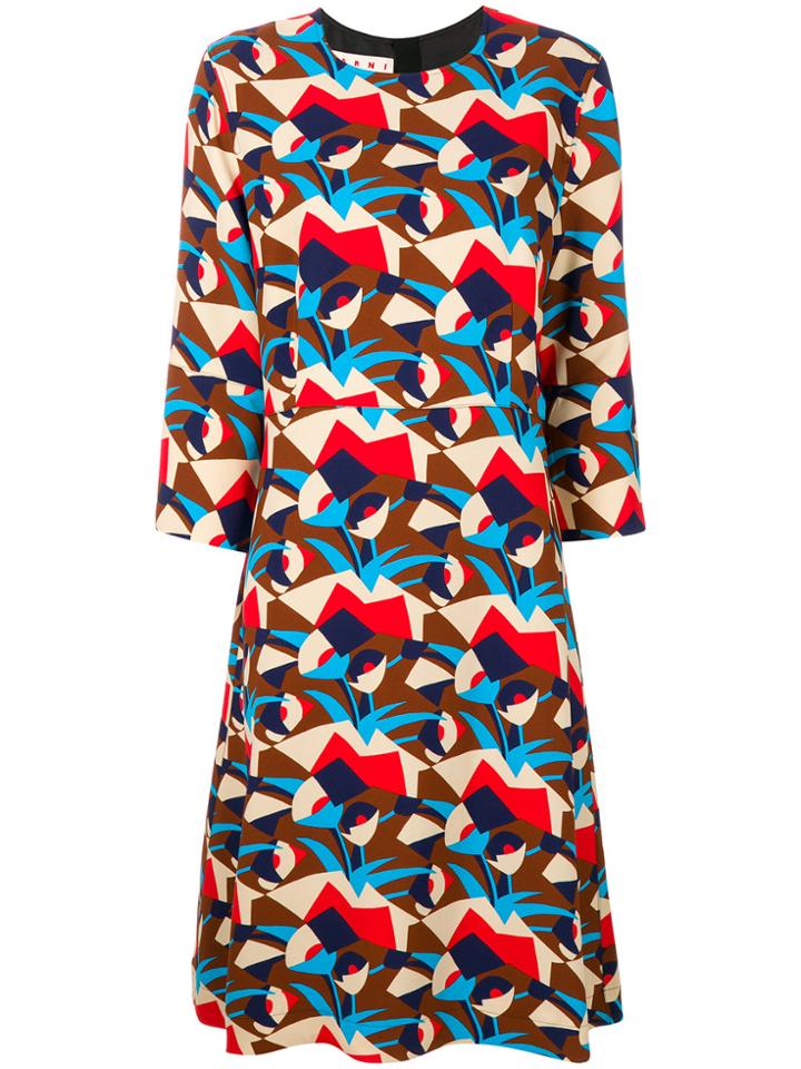 Marni Henne Pattern Midi Dress - Multicolour