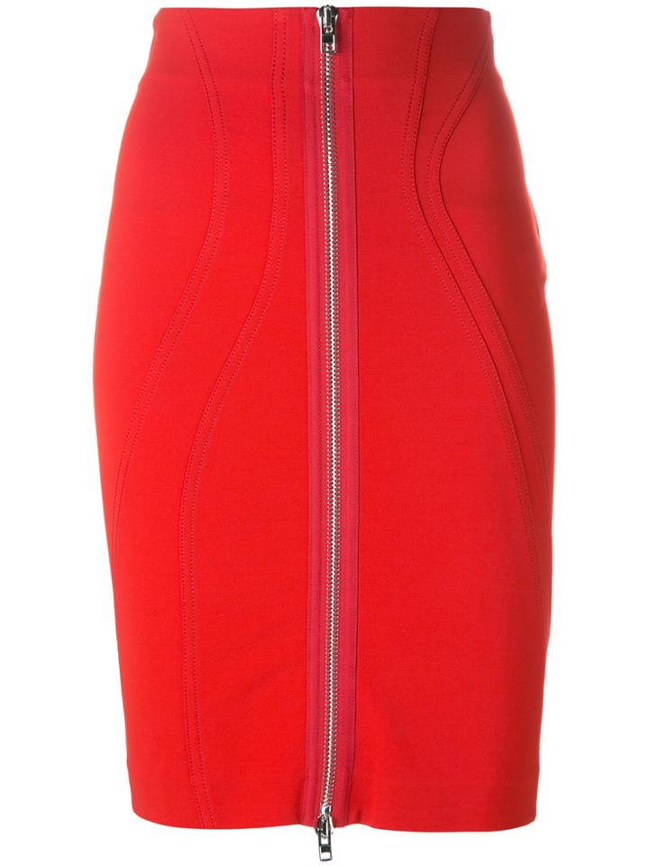 Givenchy Zip Fitted Skirt - Red