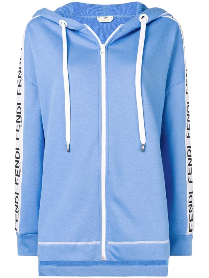 Fendi Logo Stripe Hoodie - Blue