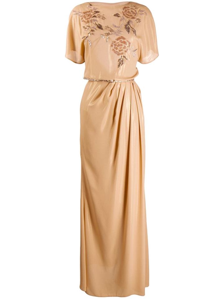Elisabetta Franchi Empire Line Maxi Dress - Neutrals