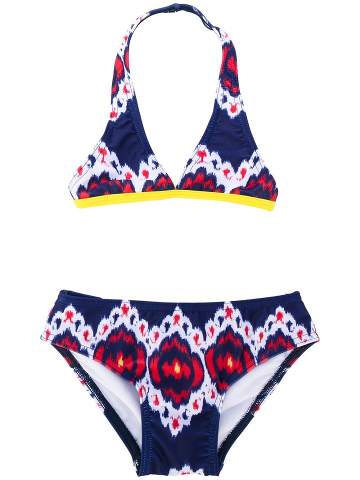 Oscar De La Renta Kids - Floral Print Bikini - Kids - Polyamide/spandex/elastane - 8 Yrs, Blue