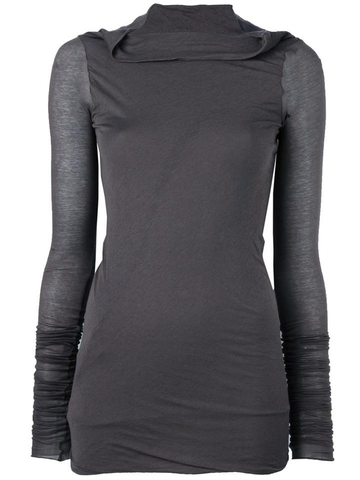 Rick Owens Draped Collar Top, Women's, Size: 38, Grey, Cotton