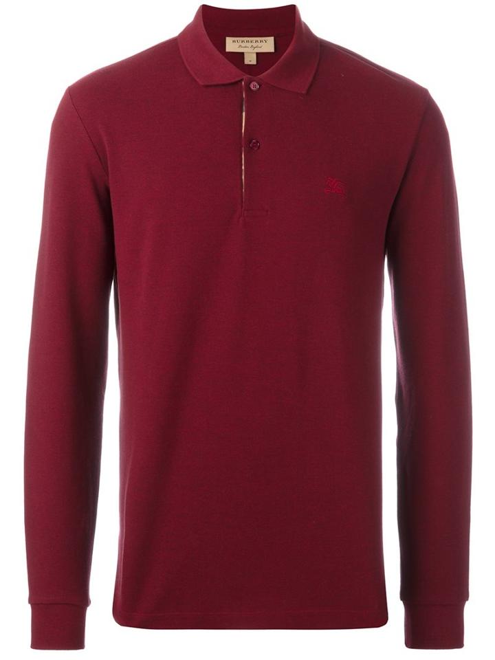 Burberry Longsleeved Polo Shirt, Men's, Size: Xl, Red, Cotton