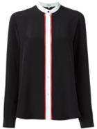 Kenzo Band Collar Blouse, Women's, Size: 42, Black, Silk