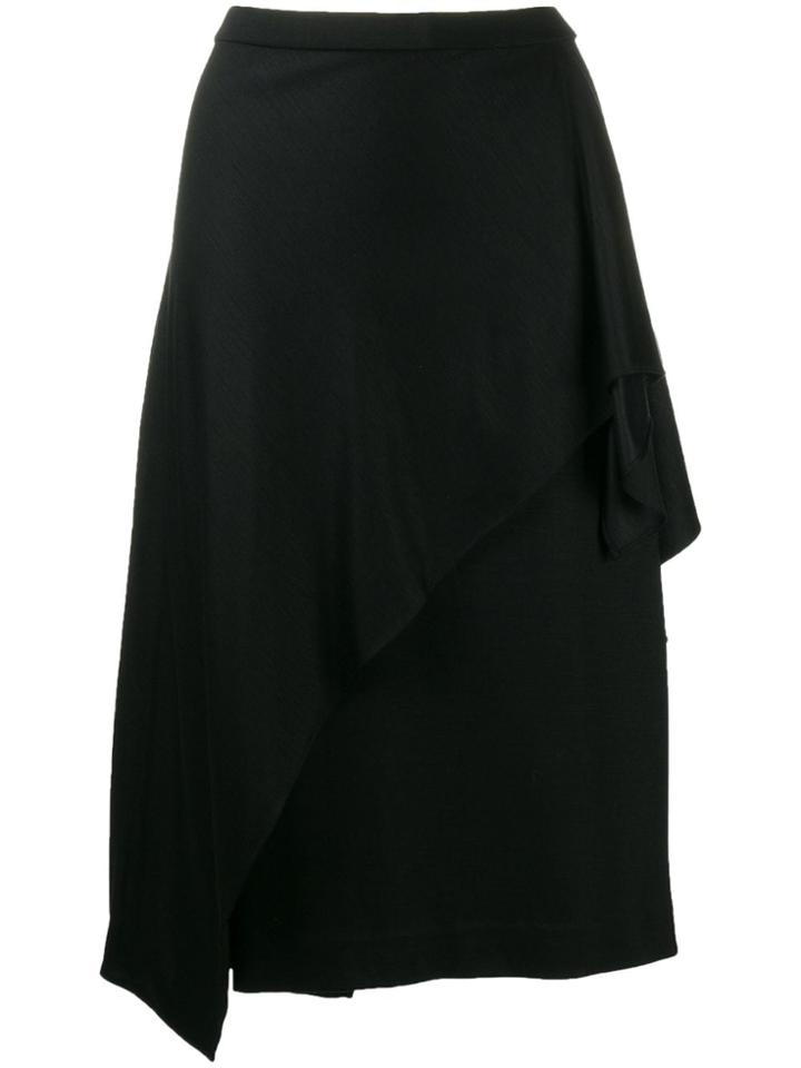 Diane Von Furstenberg Asymmetric Drape Midi Skirt - Black