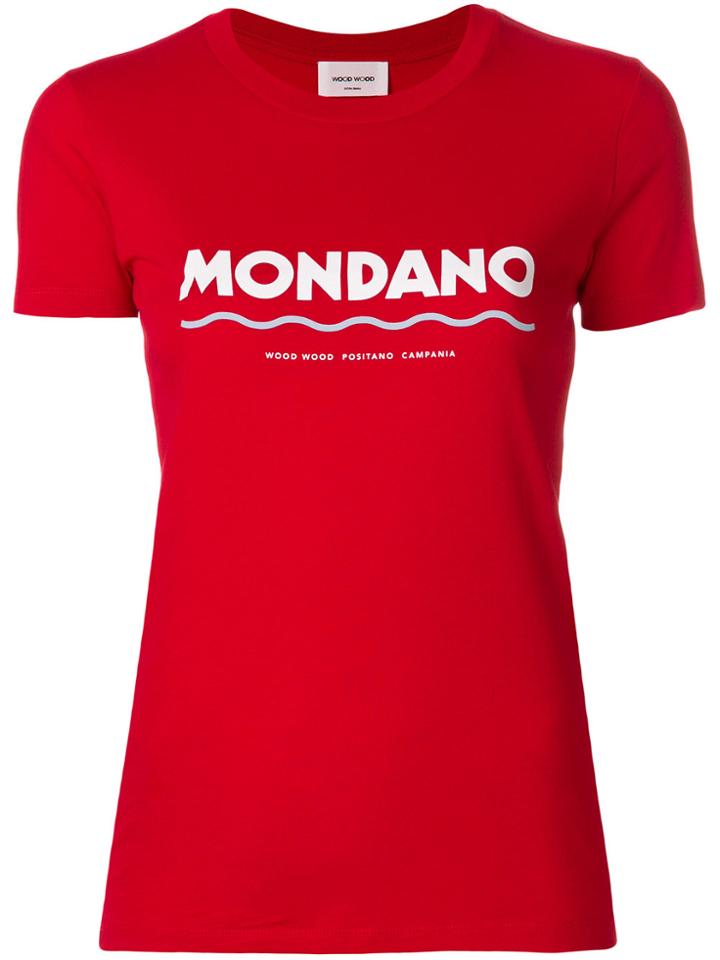 Wood Wood Logo Print T-shirt - Red