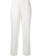 Kiltie Cropped Slim-fit Trousers - White