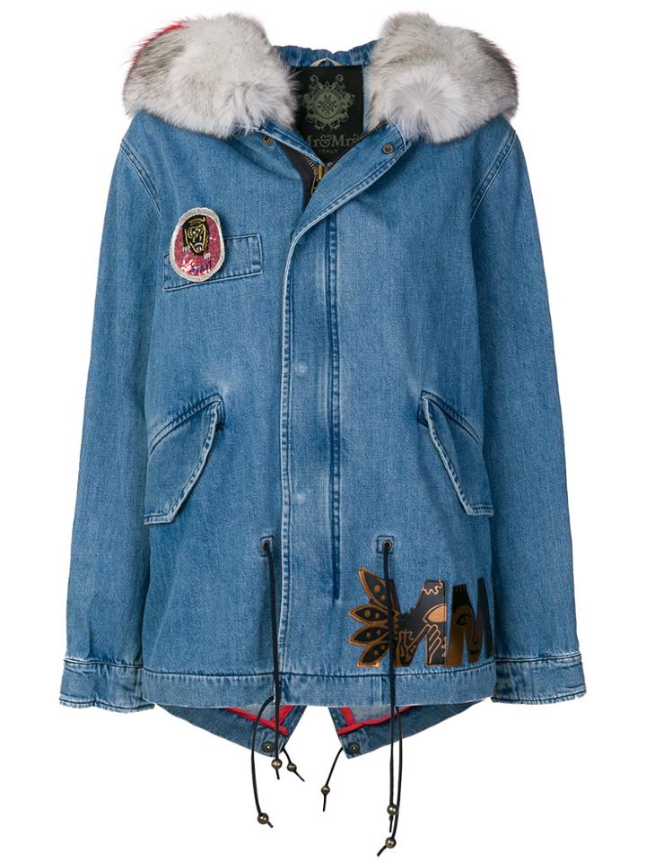 Mr & Mrs Italy Denim Short Parka Coat - Blue
