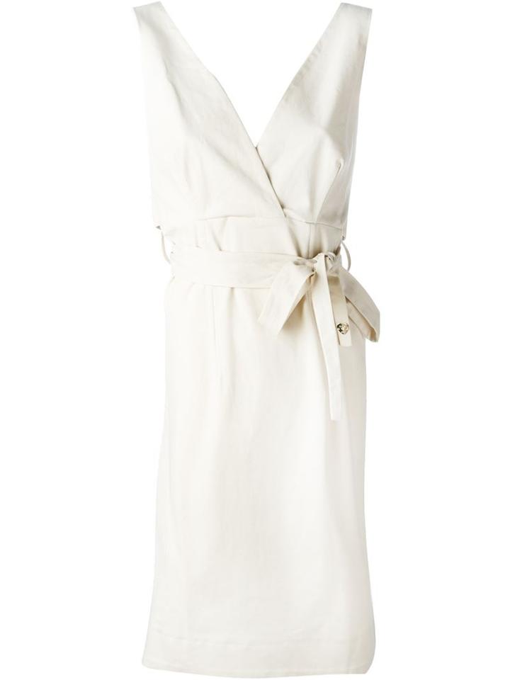 Twin-set V-neck Belted Dress, Women's, Size: S, Nude/neutrals, Cotton/spandex/elastane/polyester