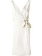 Twin-set V-neck Belted Dress, Women's, Size: S, Nude/neutrals, Cotton/spandex/elastane/polyester