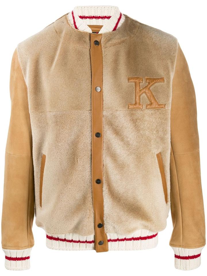 Kiton Leather Bomber Jacket - Neutrals