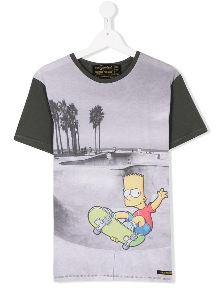 Finger In The Nose Bart Simpson Print T-shirt - Grey