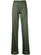 Roberto Collina Lame Shiny Trousers, Women's, Size: Large, Green, Polyester/viscose