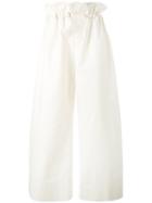 Stella Mccartney - Paperbag-waist Trousers - Women - Cotton/linen/flax/polyamide - 38, Women's, White, Cotton/linen/flax/polyamide