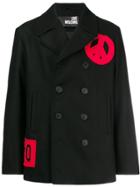 Love Moschino Contrast Double-breasted Coat - Black