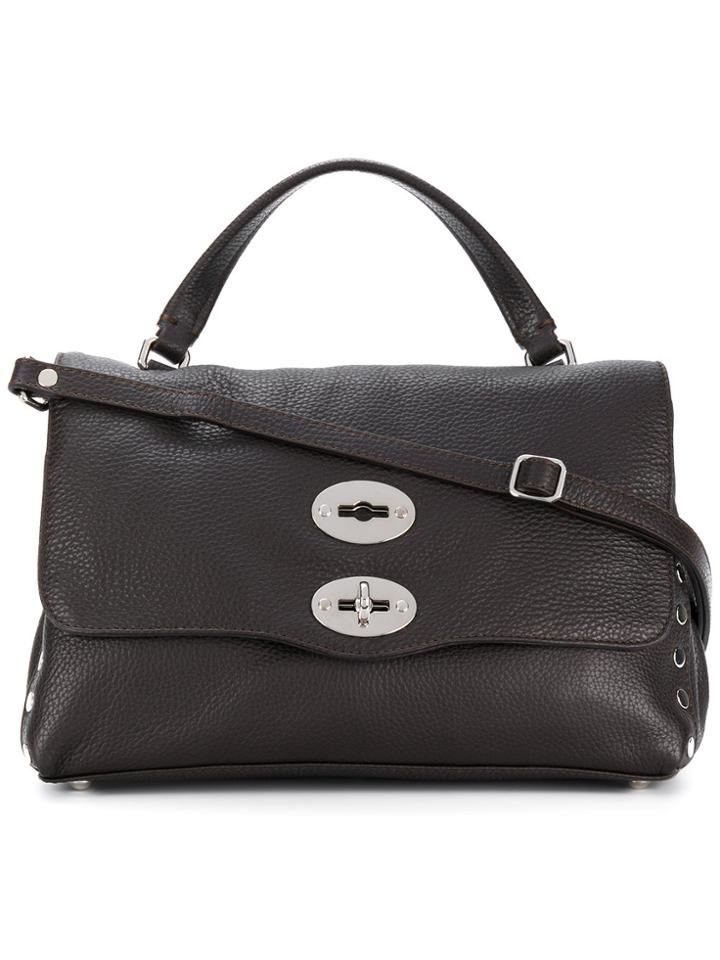 Zanellato Foldover Satchel With Silver-tone Hardware Details - Brown