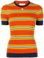 Courrèges Striped Rib Knit Top - Orange