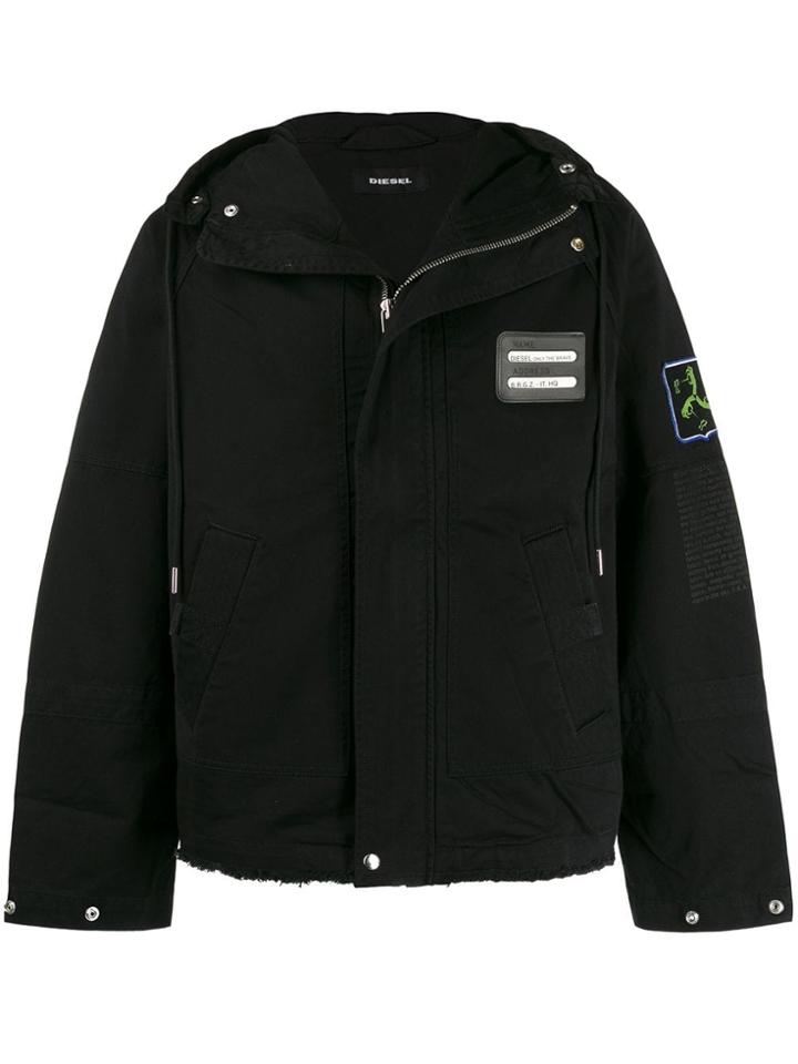 Diesel Zipped Up Wind Breaker - Black