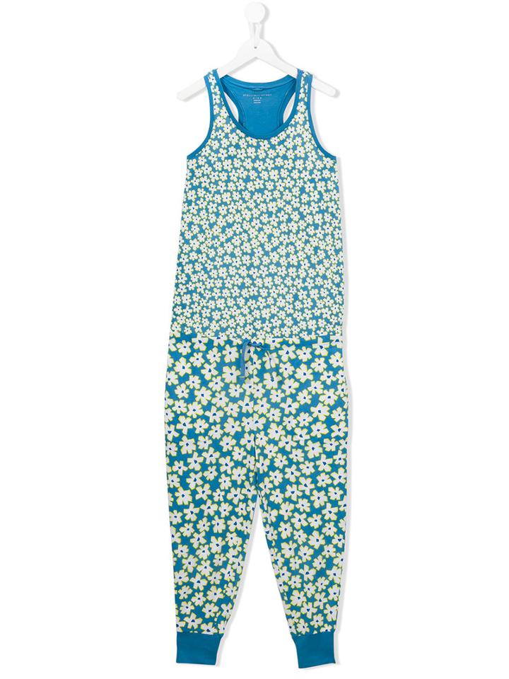 Stella Mccartney Kids - Floral Print Jumpsuit - Kids - Cotton - 14 Yrs, Blue
