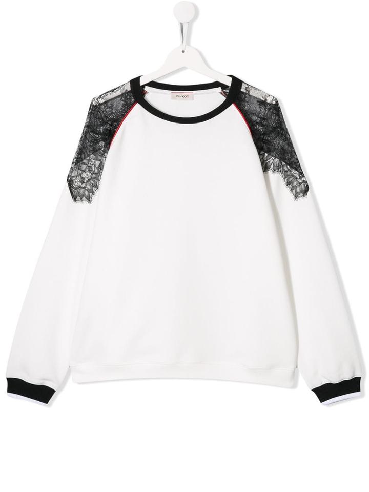 Pinko Kids Lace Detail Sweatshirt - White