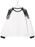 Pinko Kids Lace Detail Sweatshirt - White