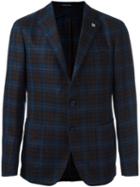 Tagliatore Checked Blazer, Men's, Size: 54, Blue, Cupro/cashmere/lambs Wool