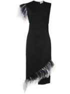 Christopher Kane Dna Feather Trim Midi Dress - Black