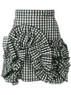 Msgm Gingham-print Ruffled Skirt, Women's, Size: 40, Black, Cotton/polyamide/polyester