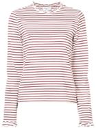 Derek Lam 10 Crosby Long Sleeve Fitted Tee With Ruffle Neck - White