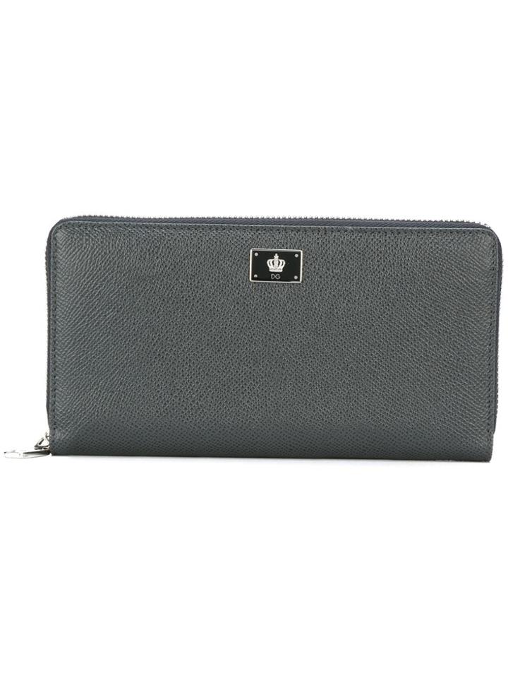 Dolce & Gabbana Crown Logo Plaque Long Wallet - Grey