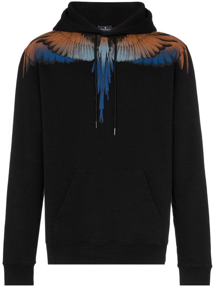 Marcelo Burlon County Of Milan Wings Print Cotton Hoodie - Black