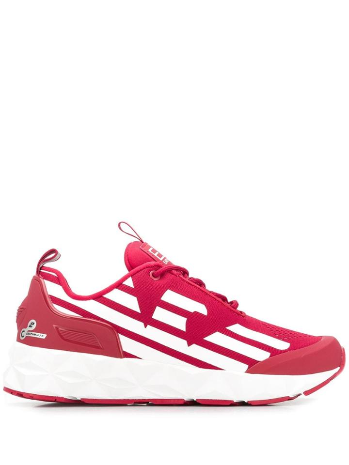 Ea7 Emporio Armani Contrast Logo Sneakers - Red