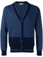 Canali Patterned Cardigan, Men's, Size: 54, Blue, Cotton
