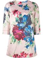 Blumarine Floral Print T-shirt, Women's, Size: 42, Pink/purple, Polyester/spandex/elastane
