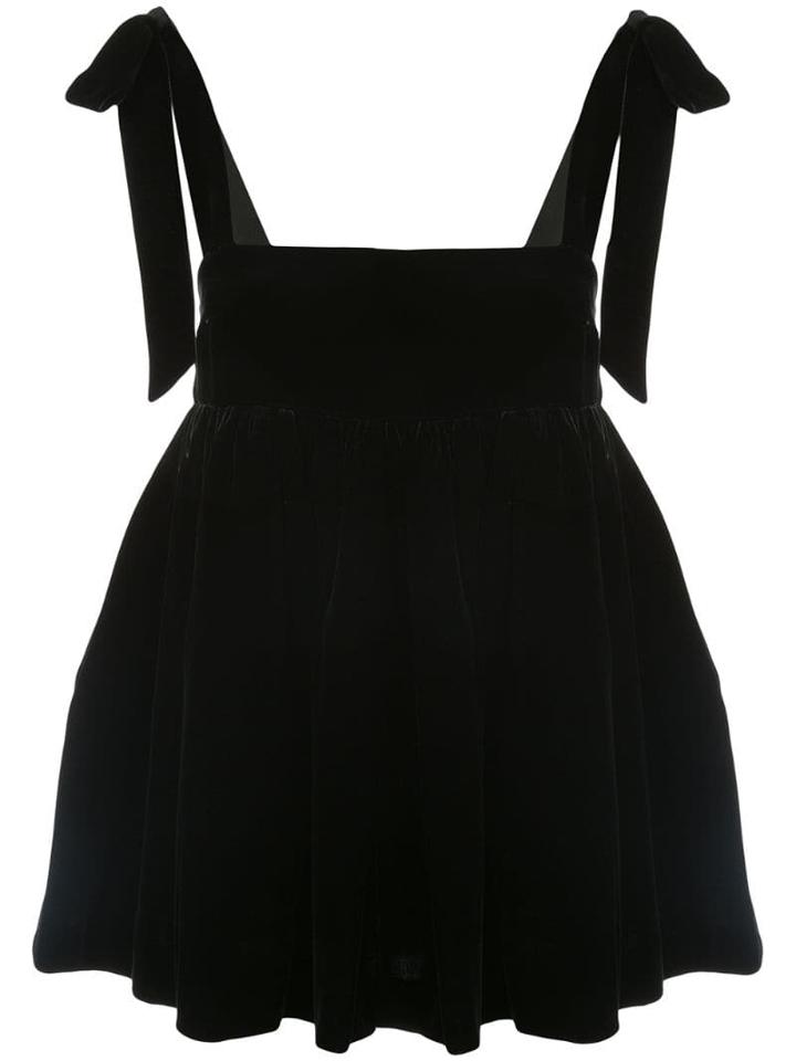 Cecilie Bahnsen Flared Velvet Top - Black